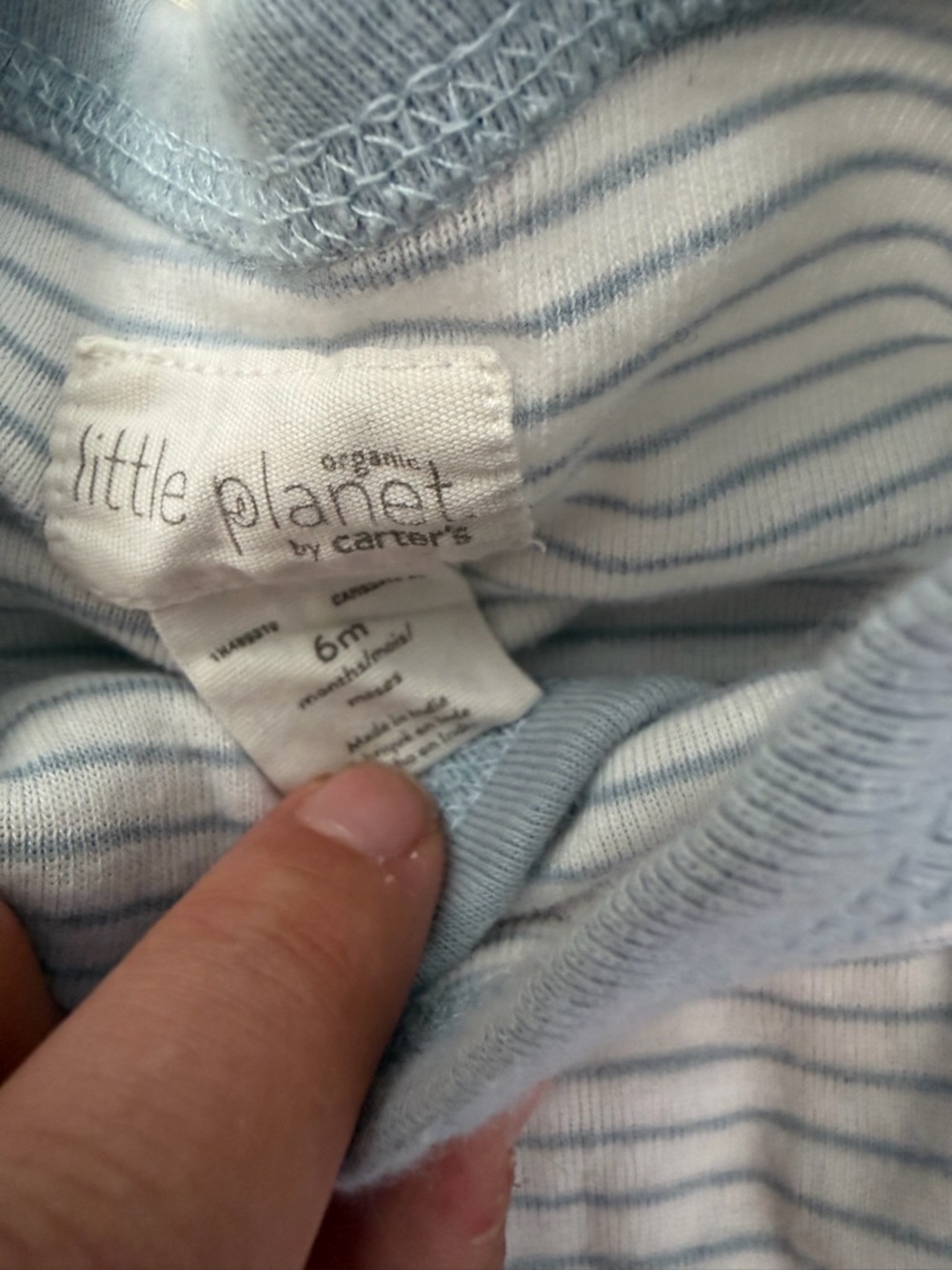 Baby boy One-Piece Pajama bundle- Neutral & Blue Stripes - Picture 5 of 11